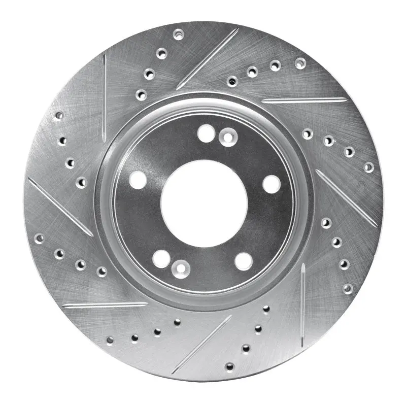 R1 04-11 Hyundai Azera Front Left Drilled & Slotted Silver Brake Rotor 1