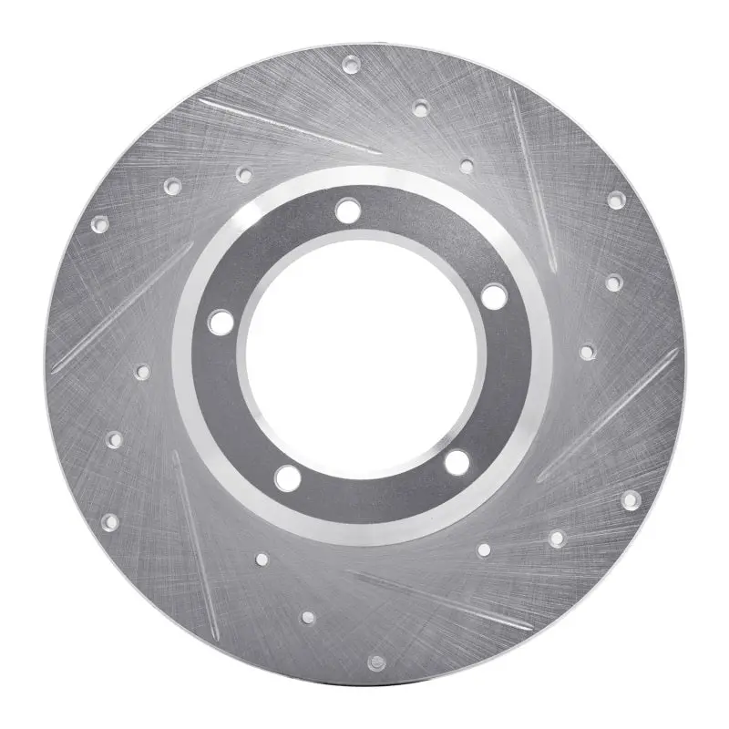 R1 74-99 Land Rover Defender 110 Front Right Drilled & Slotted Silver Brake Rotor 1