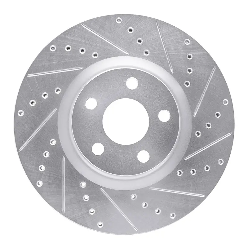 R1 17-20 Lincoln Mkz Front Right Drilled & Slotted Silver Brake Rotor 1
