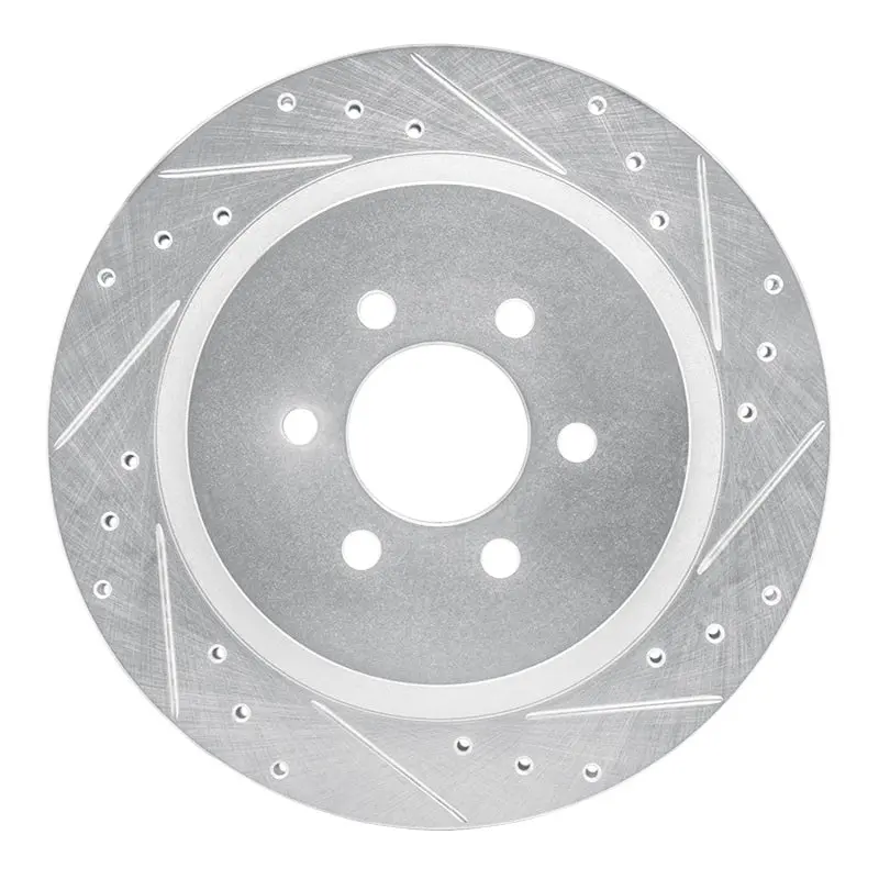 R1 92-02 Dodge Viper Rear Right Drilled & Slotted Silver Brake Rotor 1