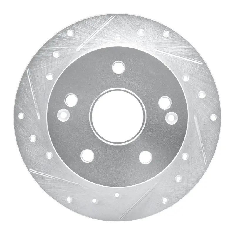 R1 96-98 Acura Tl Rear Left Drilled & Slotted Silver Brake Rotor 1