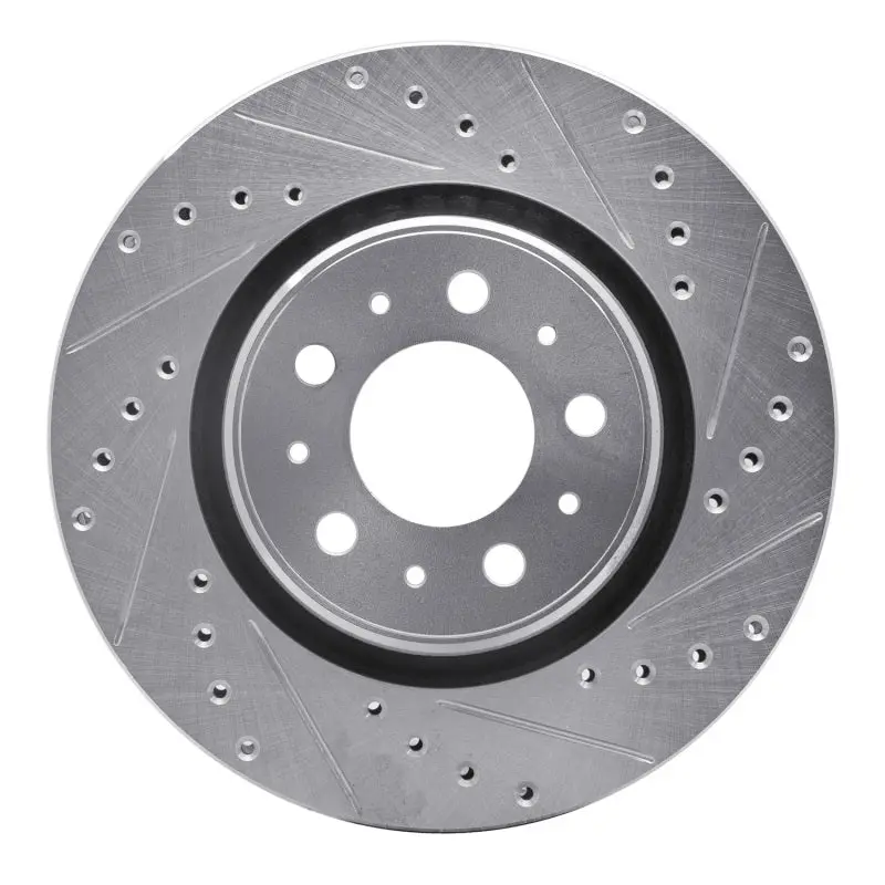 R1 98-04 Volvo C70 Front Right Drilled & Slotted Silver Brake Rotor 1