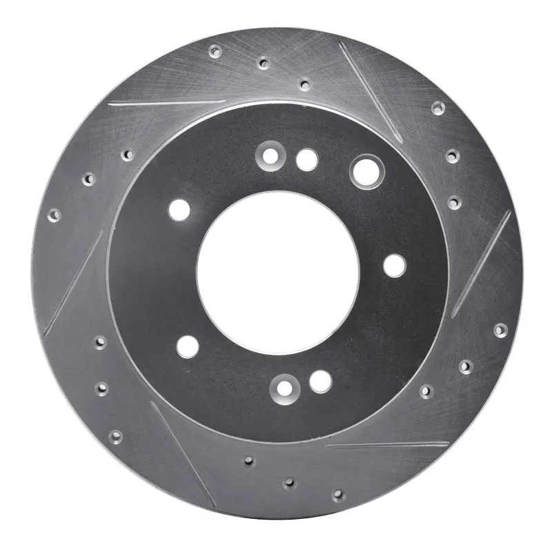 R1 03-06 Kia Sorento Rear Right Drilled & Slotted Silver Brake Rotor 1