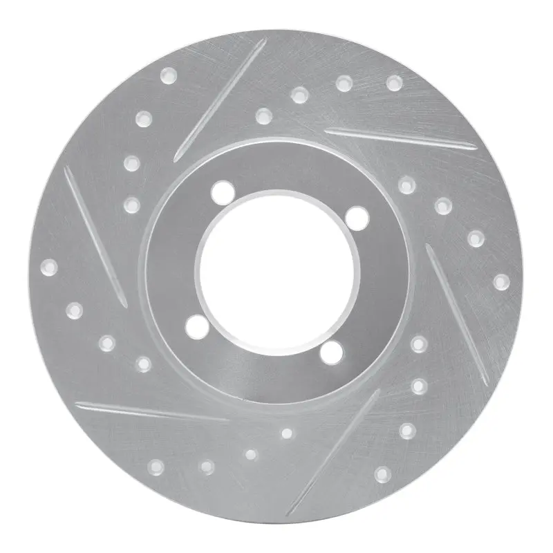 R1 74-79 Lotus Eclat Front Left Drilled & Slotted Silver Brake Rotor 1
