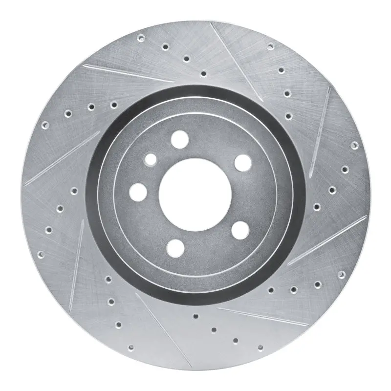 R1 14-23 Dodge Charger Front Right Drilled & Slotted Silver Brake Rotor 1