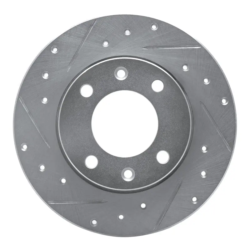 R1 89-91 Peugeot 405 Rear Left Drilled & Slotted Silver Brake Rotor 1