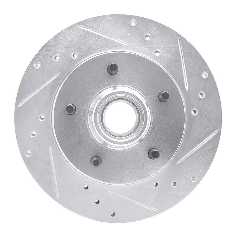 R1 1982-1995 Buick Regal Front Right Drilled & Slotted Silver Brake Rotor 1