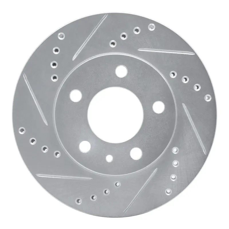 R1 82-90 Volvo 760 Series Front Left Drilled & Slotted Silver Brake Rotor 1