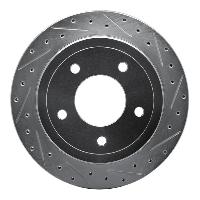 R1 04-06 Ford E-150 Rear Right Drilled & Slotted Silver Brake Rotor 1