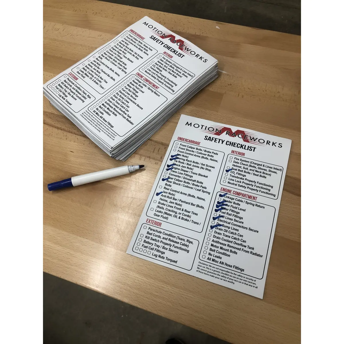 Motion Safety Checklist Magnet Dry Erase 1