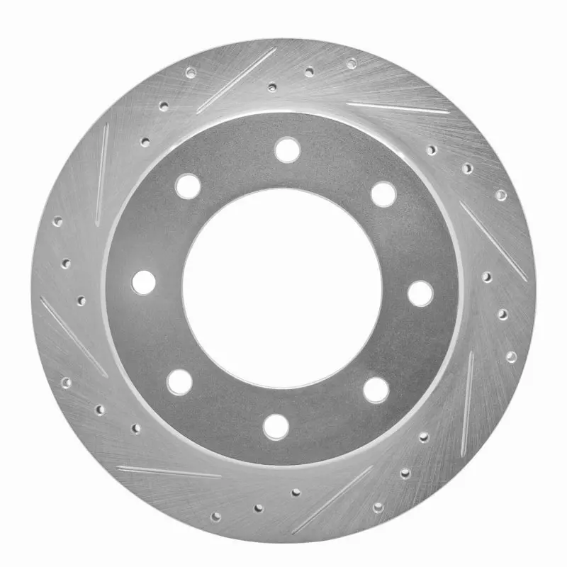 R1 00-11 Cadillac Dts Rear Left Drilled & Slotted Silver Brake Rotor 1