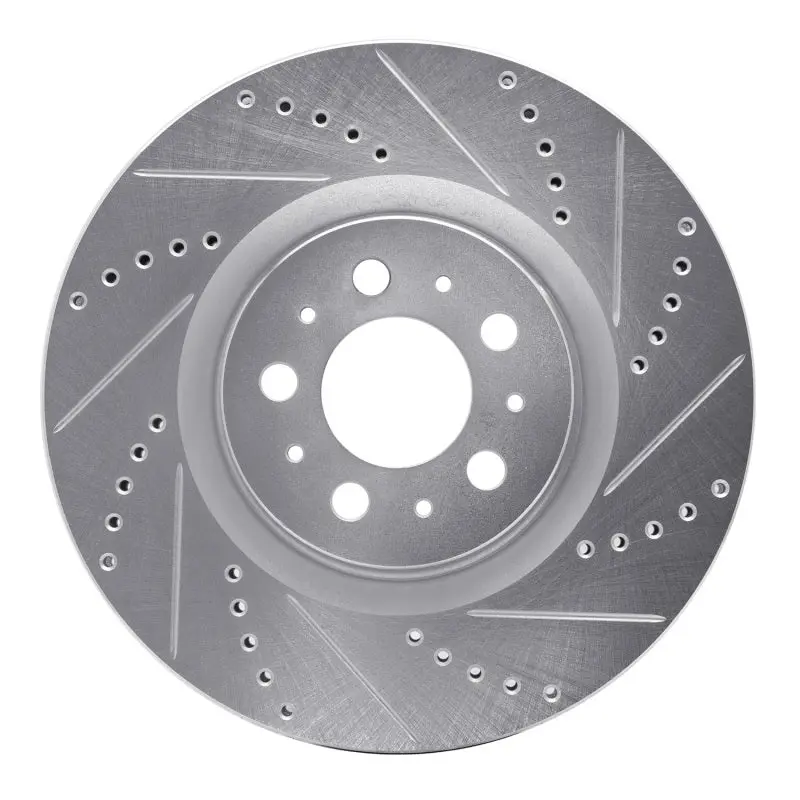R1 04-07 Volvo V70 Front Right Drilled & Slotted Silver Brake Rotor 1