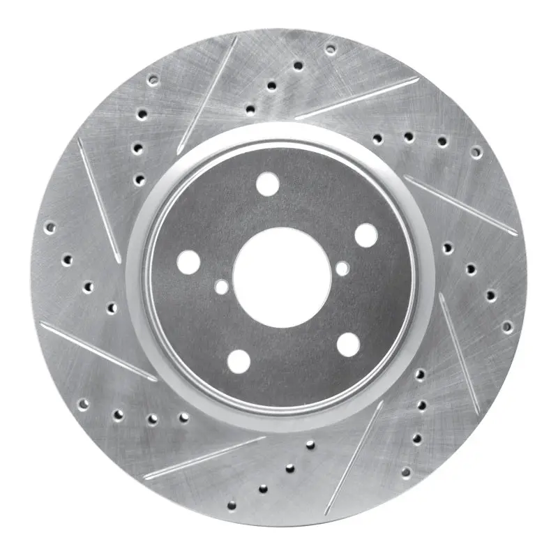 R1 06-21 Subaru Legacy Front Left Drilled & Slotted Silver Brake Rotor 1