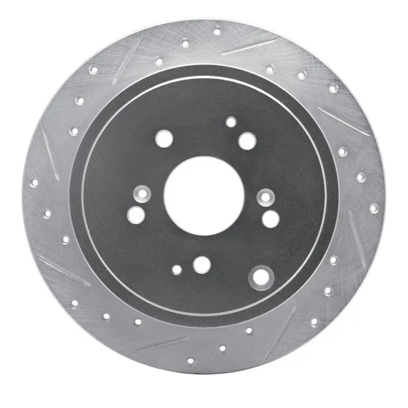 R1 01-08 Acura Mdx Rear Left Drilled & Slotted Silver Brake Rotor 1