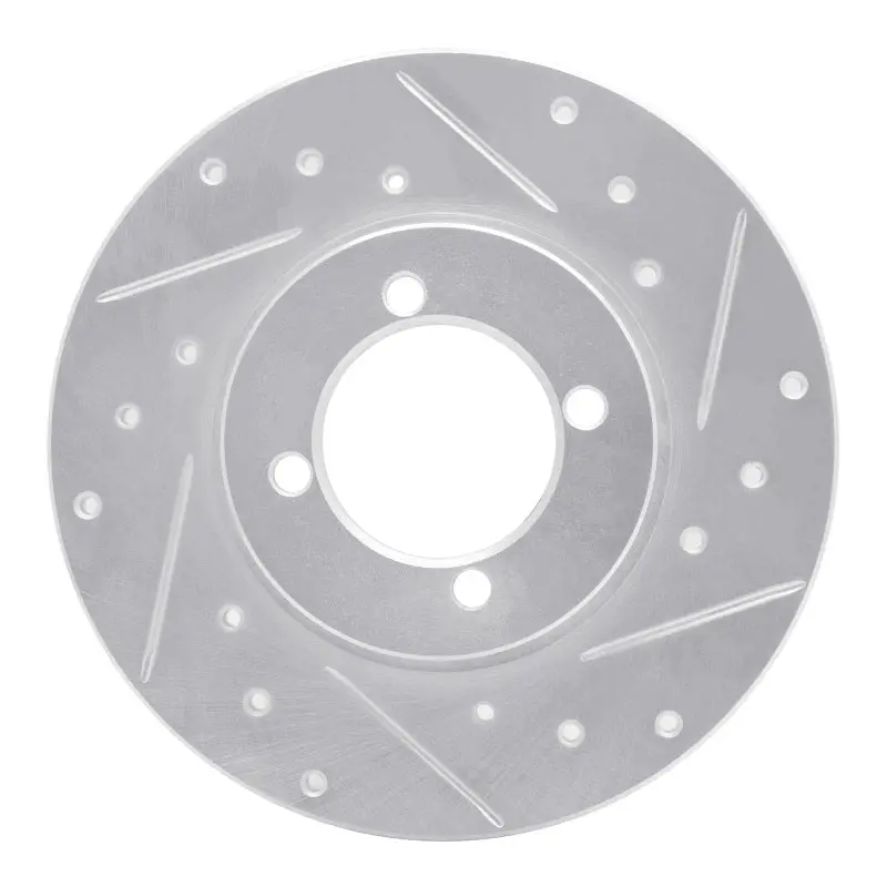 R1 74-87 Dodge Colt Front Right Drilled & Slotted Silver Brake Rotor 1