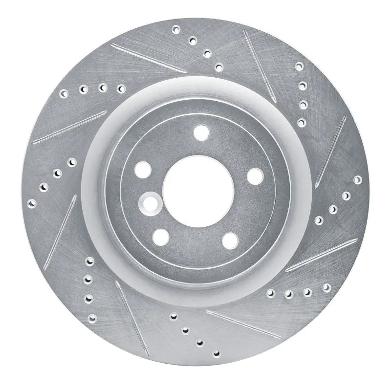 R1 16-24 Jaguar Xf Rear Right Drilled & Slotted Silver Brake Rotor 1