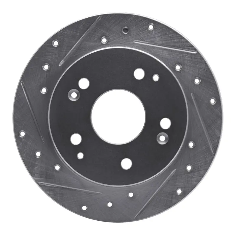 R1 97-01 Acura Integra Rear Left Drilled & Slotted Silver Brake Rotor 1