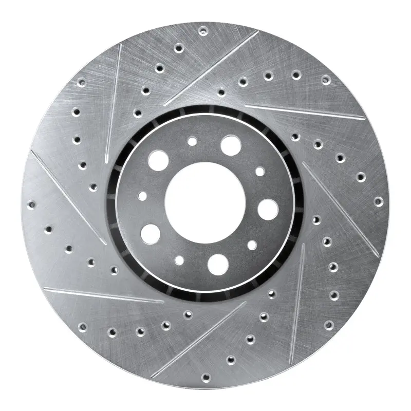 R1 03-14 Volvo Xc90 Front Left Drilled & Slotted Silver Brake Rotor 1