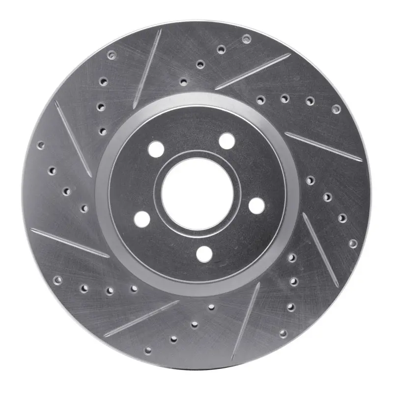 R1 04-19 Ford Focus Front Left Drilled & Slotted Silver Brake Rotor 1