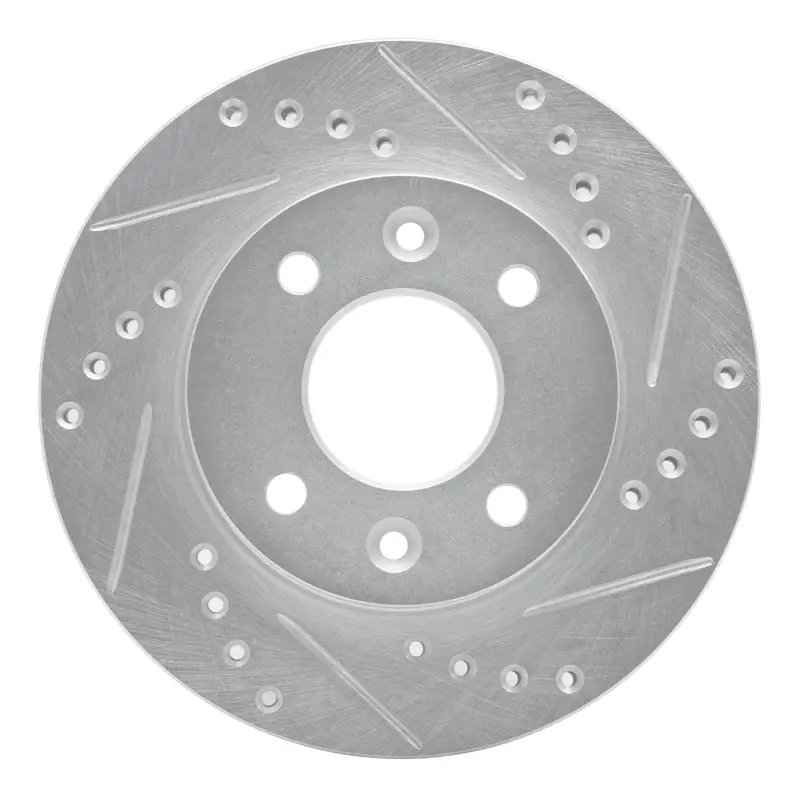 R1 83-85 Renault R18i Front Right Drilled & Slotted Silver Brake Rotor 1