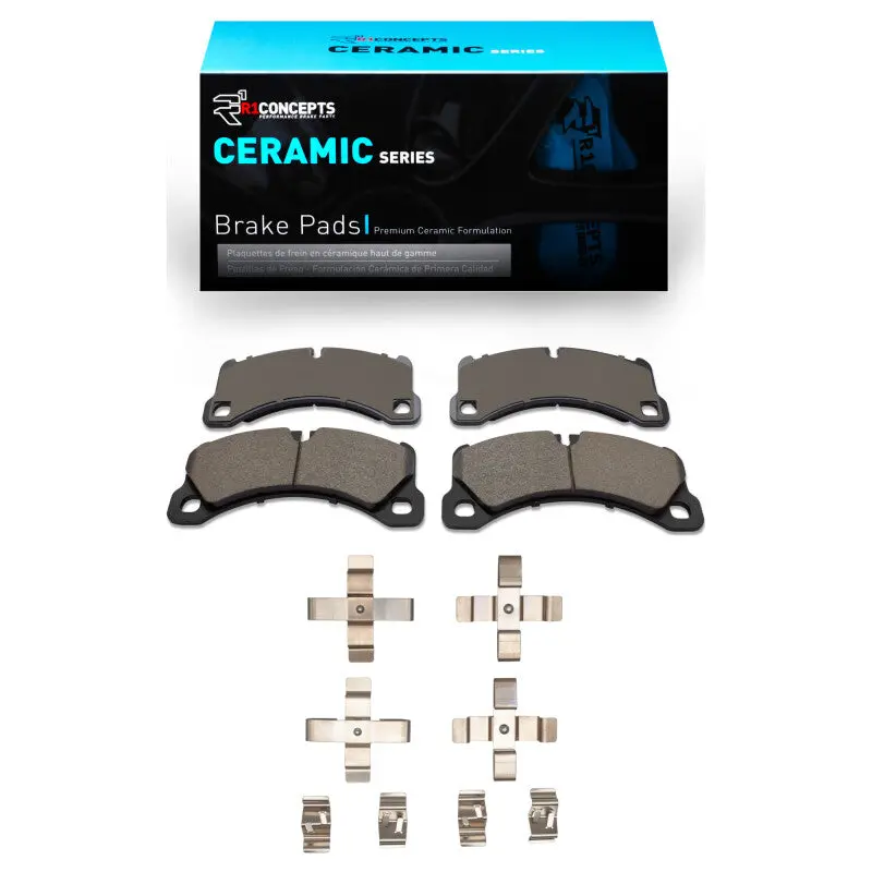 R1 11-23 Porsche Panamera Front Ceramic Pads & Hardware Kit 1