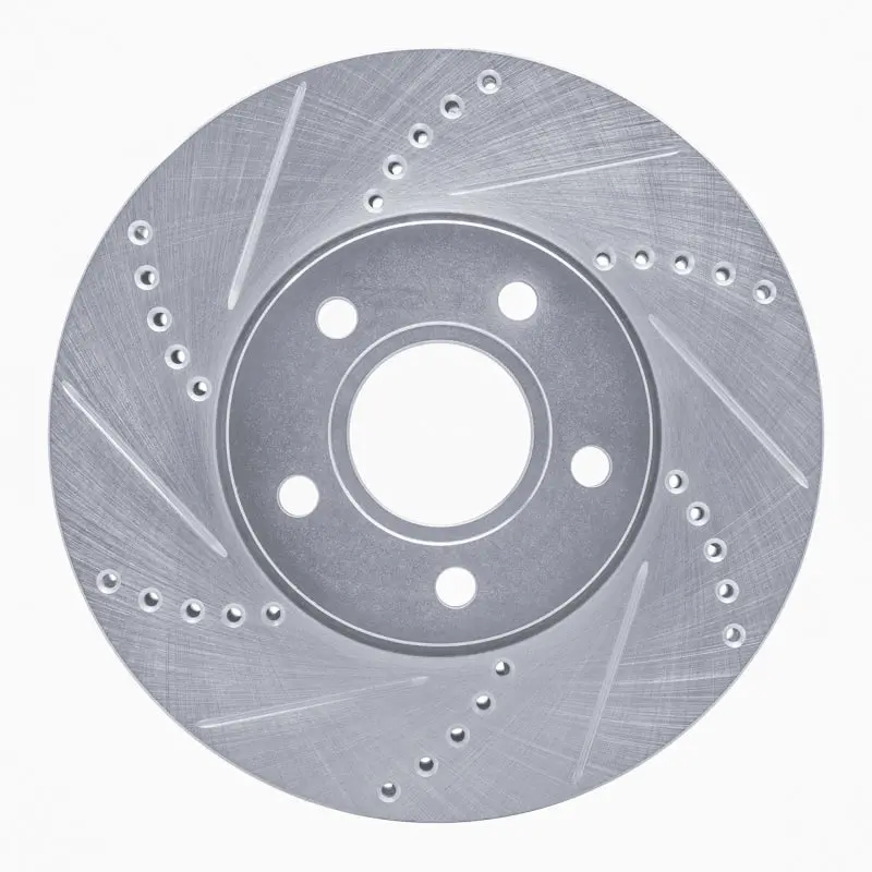 R1 12-18 Ford Focus Front Left Drilled & Slotted Silver Brake Rotor 1