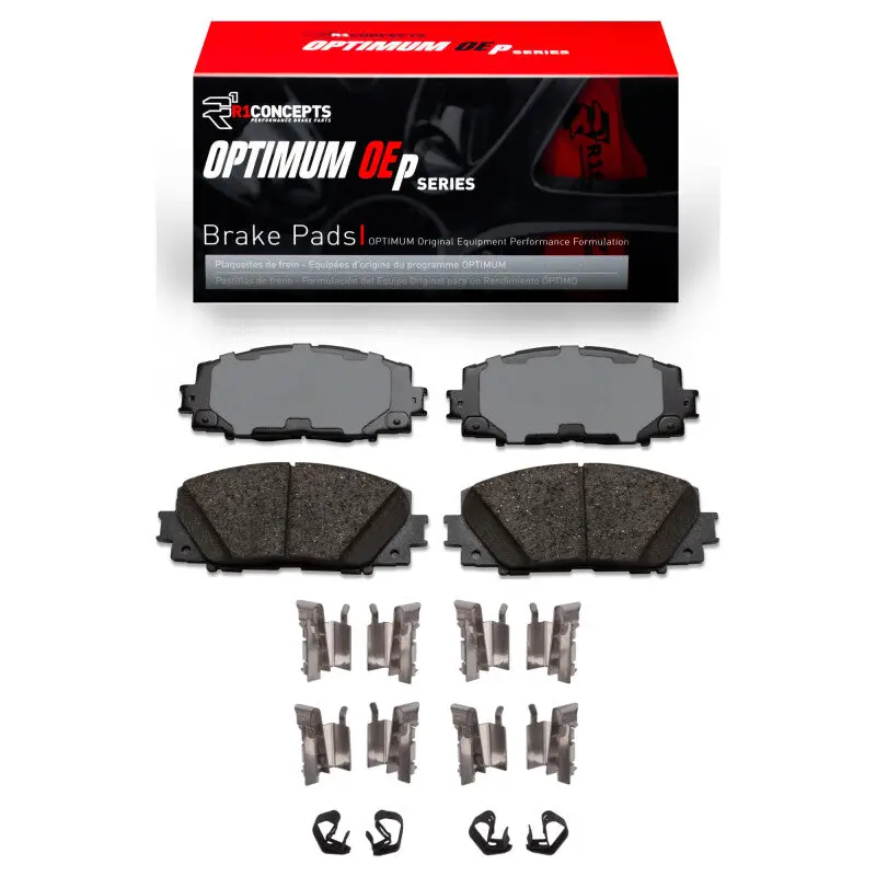 R1 16-22 Toyota Prius Prime Front Optimum Oe Brake Pads & Hardware Kit 1