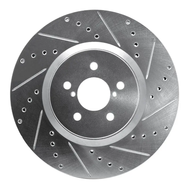 R1 05-18 Subaru Outback Front Right Drilled & Slotted Silver Brake Rotor 1