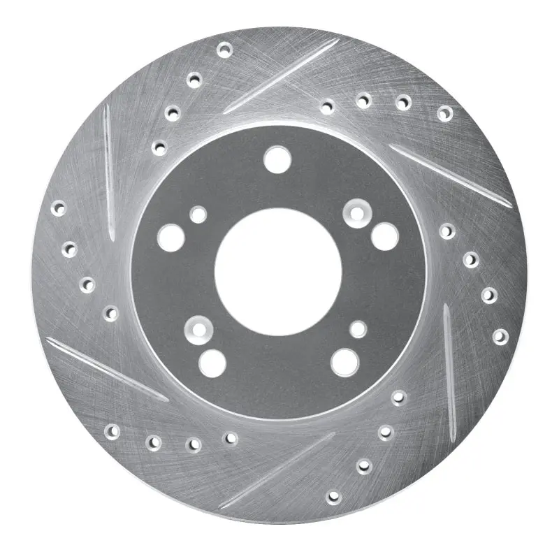 R1 02-15 Acura Rsx Front Left Drilled & Slotted Silver Brake Rotor 1