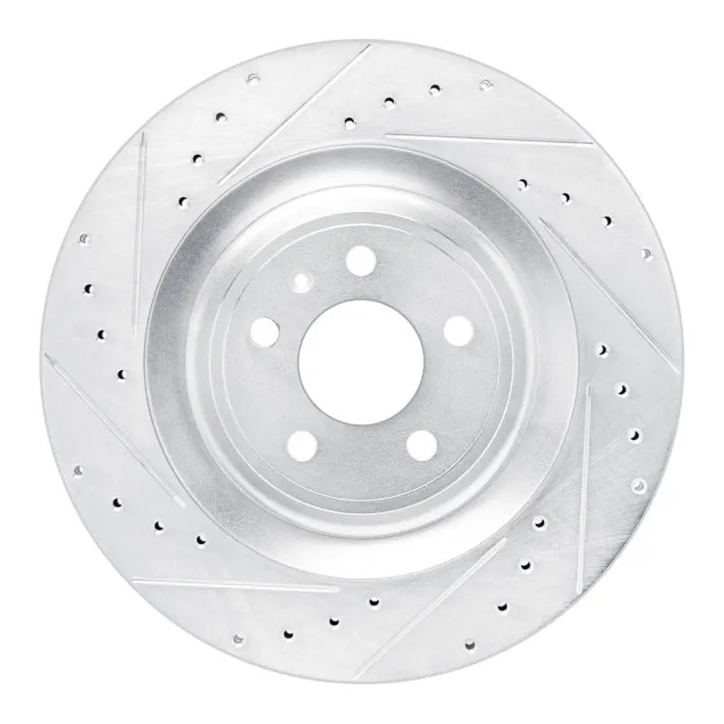 R1 15-18 Porsche Macan Rear Left Drilled & Slotted Silver Brake Rotor 1