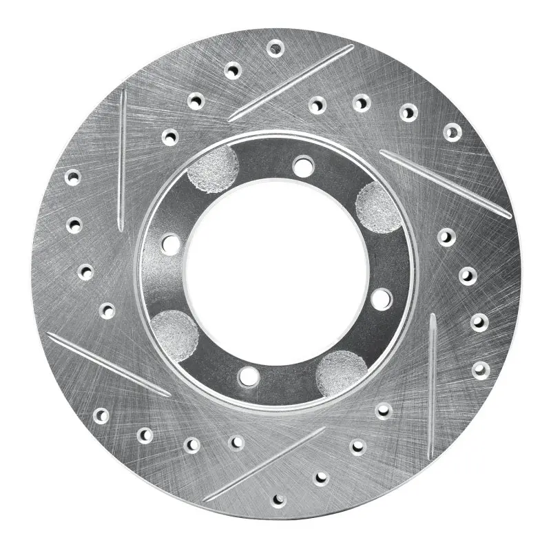 R1 87-99 Hyundai Accent Front Left Drilled & Slotted Silver Brake Rotor 1