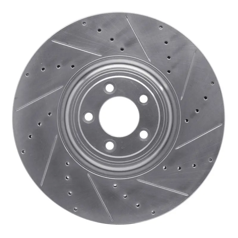 R1 10-24 Jaguar Xf Front Right Drilled & Slotted Silver Brake Rotor 1