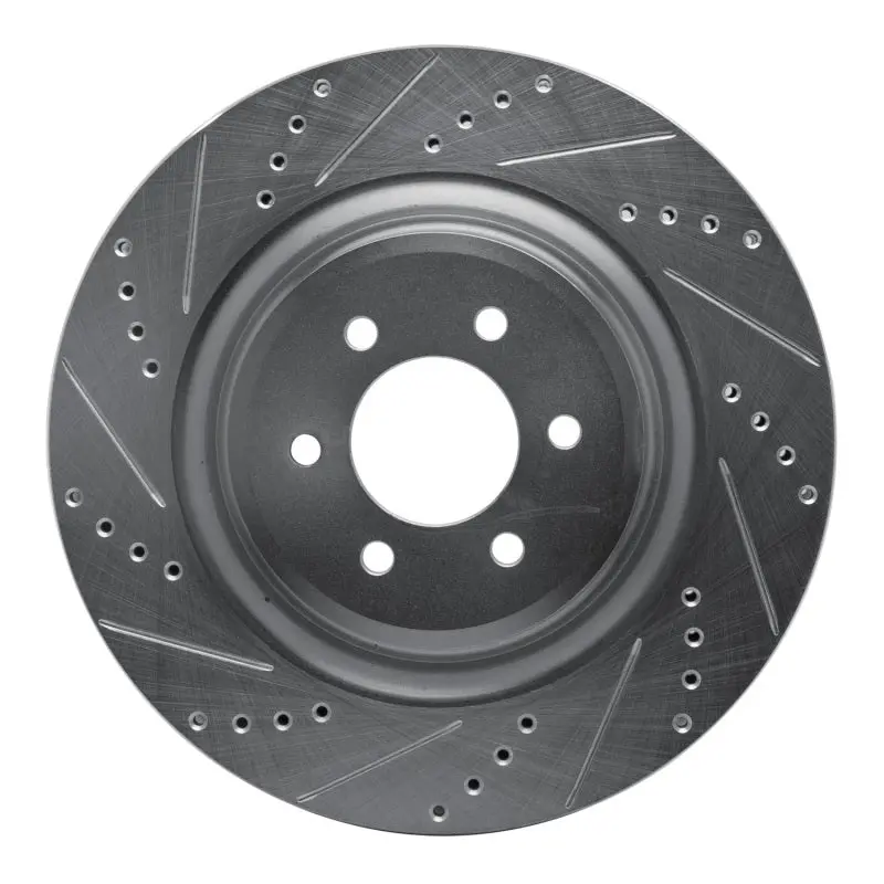 R1 03-17 Dodge Viper Rear Left Drilled & Slotted Silver Brake Rotor 1