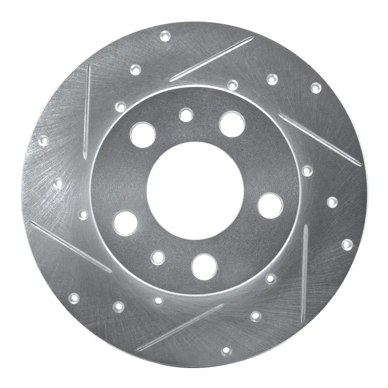 R1 75-87 Volvo 242 Front Left Drilled & Slotted Silver Brake Rotor 1