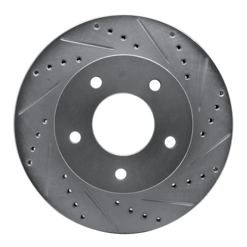 R1 75-79 Ford Ltd Right Rear Drilled & Slotted Silver Brake Rotor 1