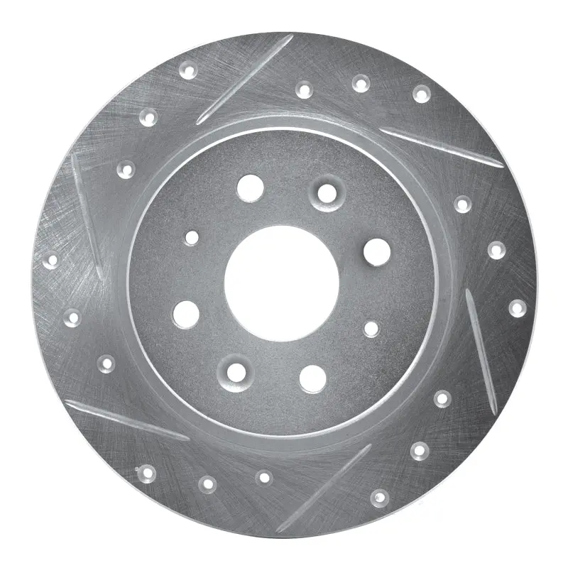 R1 98-03 Kia Sephia Rear Left Drilled & Slotted Silver Brake Rotor 1