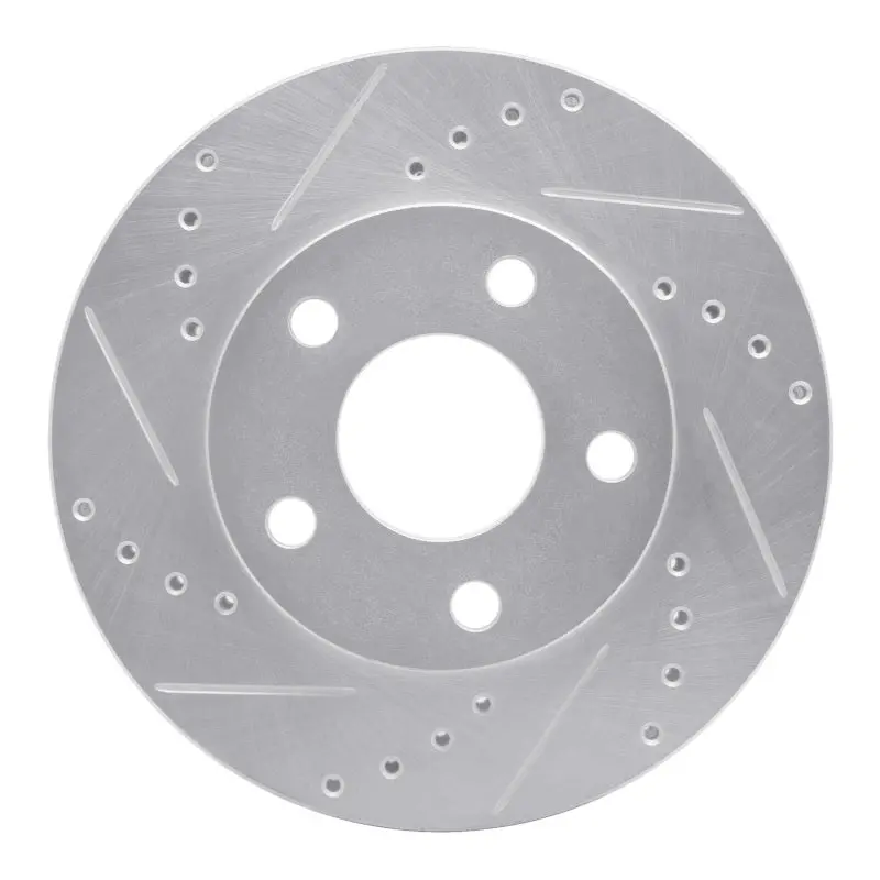 R1 87-90 Chrysler Town & Country Front Left Drilled & Slotted Silver Brake Rotor 1