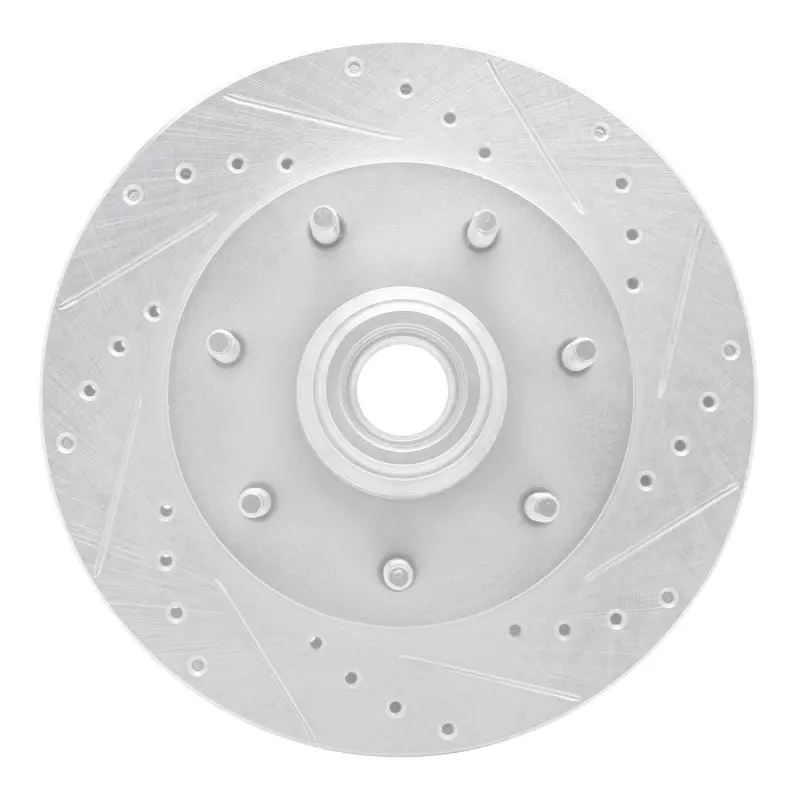 R1 97-04 Ford F-150 Rwd Front Right Drilled & Slotted Silver Brake Rotor 1