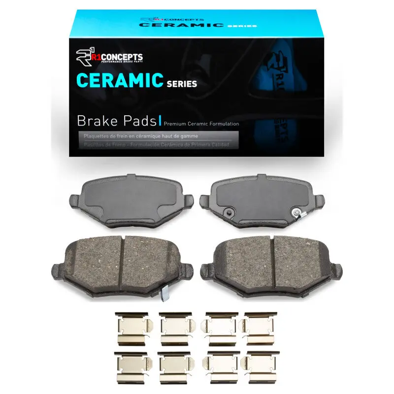 R1 12-16 Chrysler Town & Country Rear Ceramic Brake Pads & Hardware Kit 1