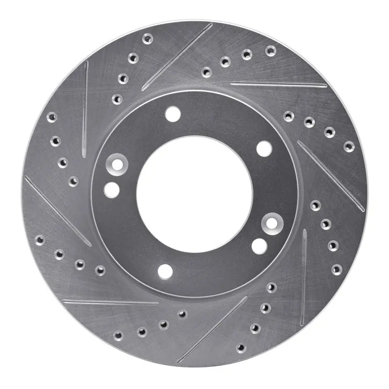 R1 07-09 Kia Sorento Front Left Drilled & Slotted Silver Brake Rotor 1