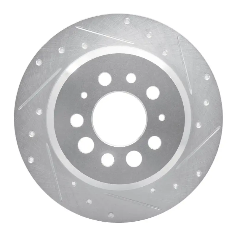 R1 67-74 Volvo 164 Rear Right Drilled & Slotted Silver Brake Rotor 1