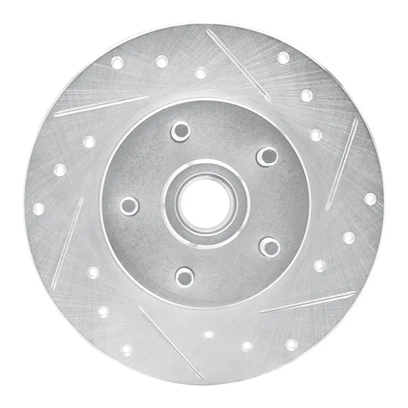 R1 1984-1987 Pontiac Fiero Front Right Drilled & Slotted Silver Brake Rotor 1