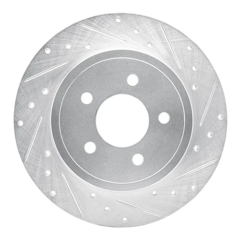 R1 05-08 Ford Escape Rear Right Drilled & Slotted Silver Brake Rotor 1