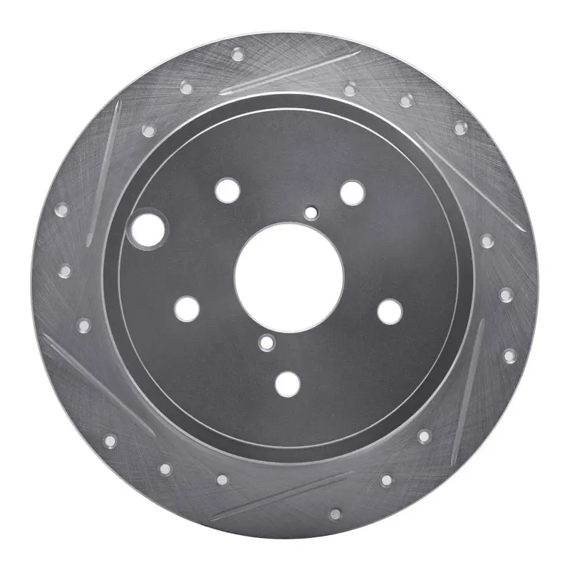 R1 15-21 Subaru Wrx Rear Left Drilled & Slotted Silver Brake Rotor 1