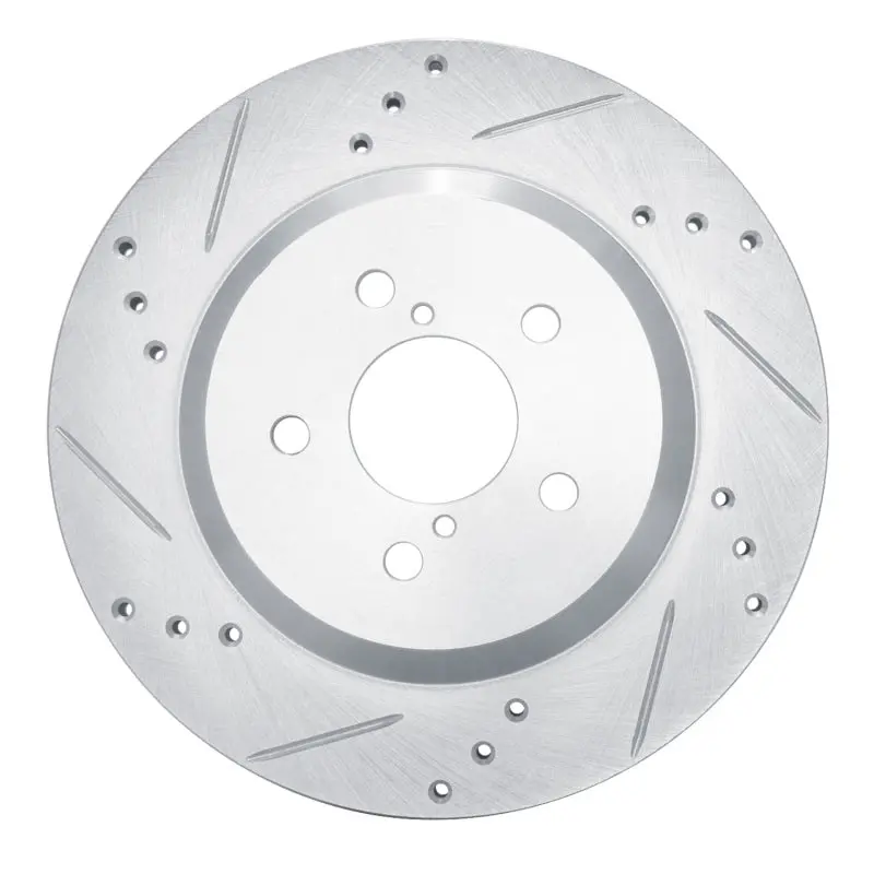 R1 19-23 Subaru Crosstrek Rear Left Drilled & Slotted Silver Brake Rotor 1