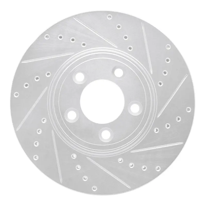R1 06-08 Jaguar S-Type Front Right Drilled & Slotted Silver Brake Rotor 1