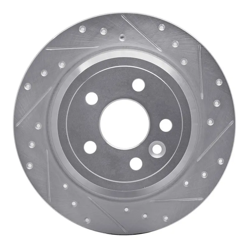 R1 13-15 Land Rover Lr2 Rear Right Drilled & Slotted Silver Brake Rotor 1