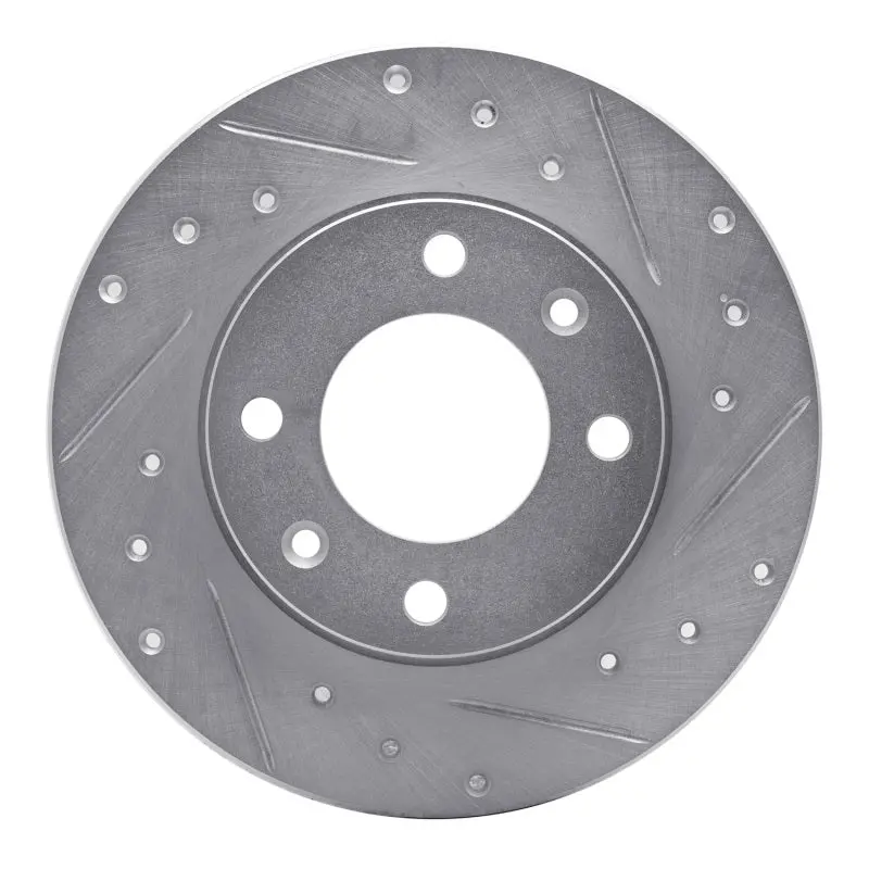 R1 89-91 Peugeot 405 Rear Right Drilled & Slotted Silver Brake Rotor 1