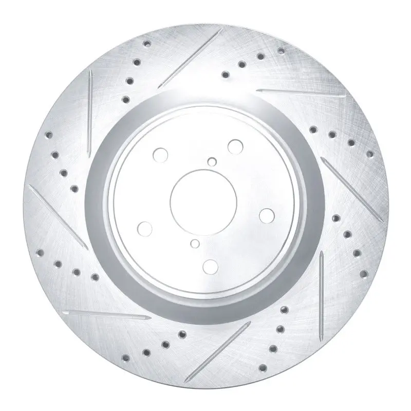 R1 18-25 Subaru Wrx Sti Front Left Drilled & Slotted Silver Brake Rotor 1
