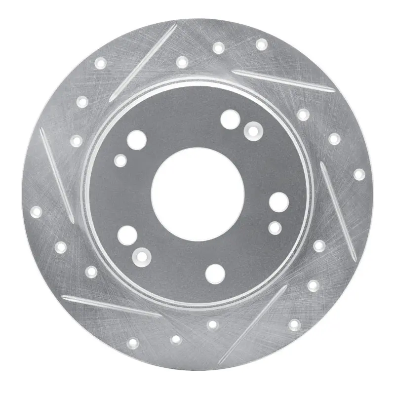 R1 03-08 Acura Tsx Rear Left Drilled & Slotted Silver Brake Rotor 1